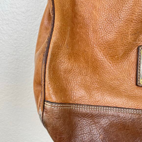 Vintage Francesco Biasia Genuine Leather Shoulder Bag Italy Slouchy Brown Boho - Picture 13 of 16